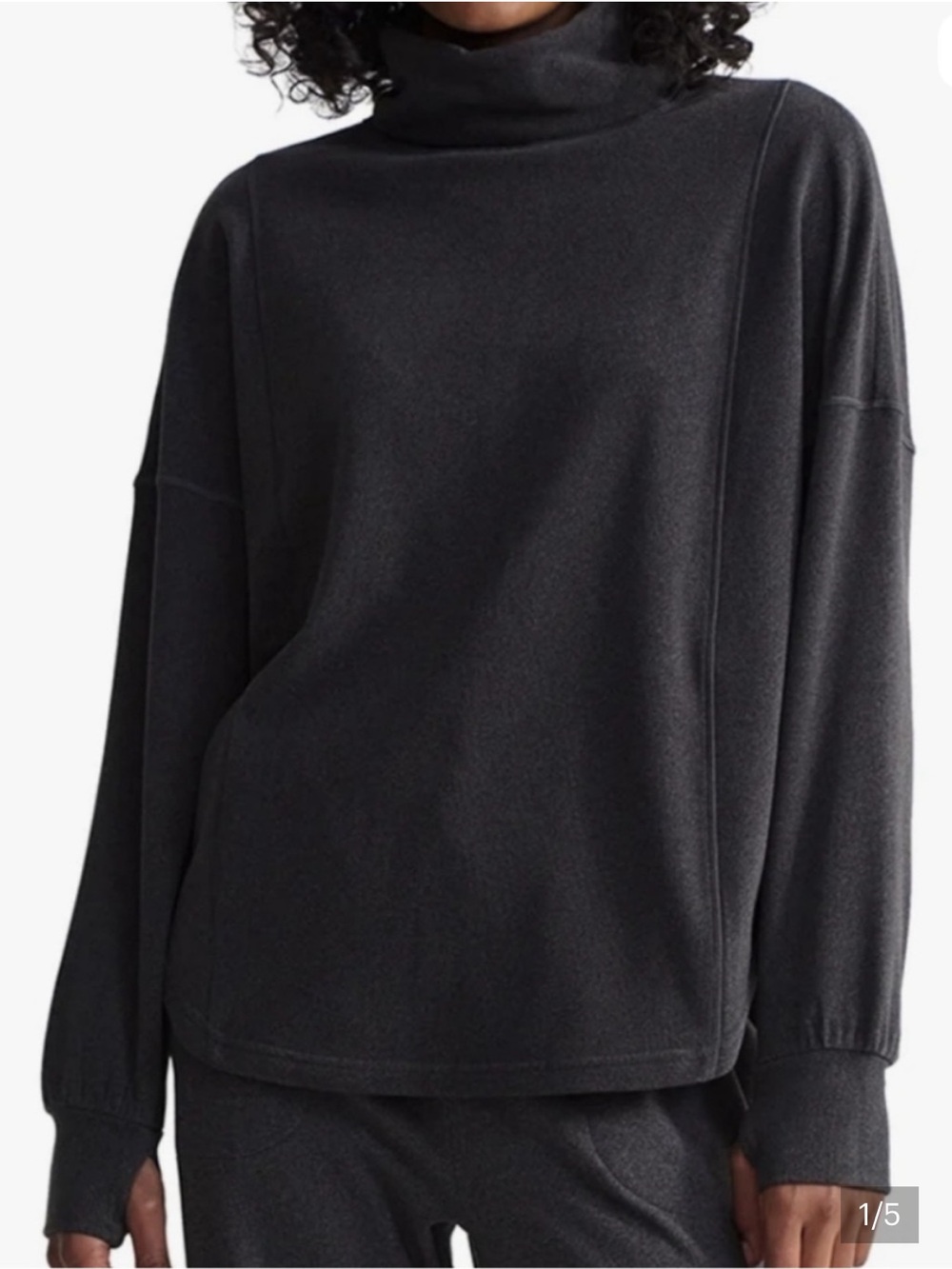Varley Charcoal Roll Neck Sweatshirt